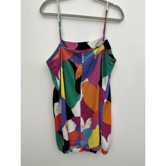 A New Day Women’s Multi Abstract Linen Mini Dress Size XL adjustable straps - Picture 5 of 9